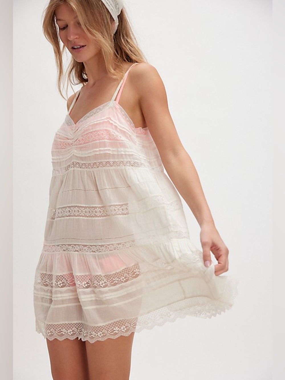 Free People One Sheer Lace Slip